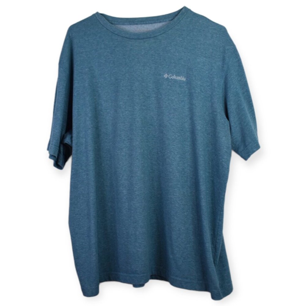 Columbia Shirt XXL Mens Crew Neck Blue Short Sleeve Polyester Blend Tee Crew